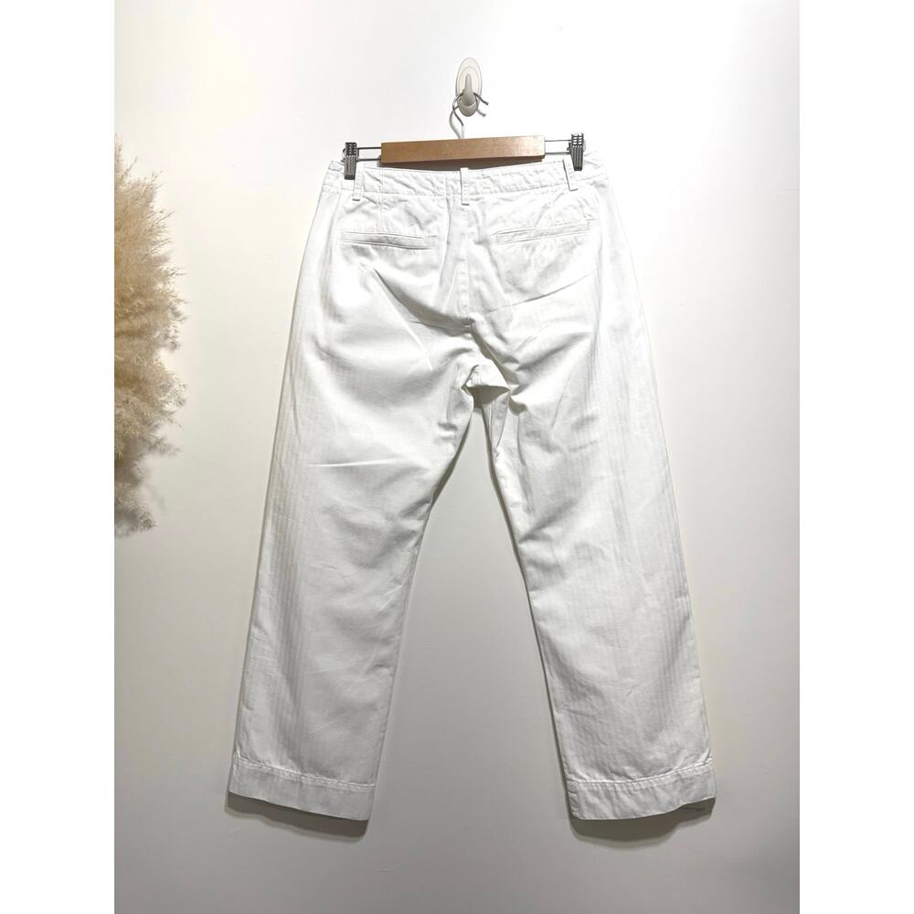 NILI LOTAN 100% Cotton White Crop Tomboy Pants Size 4 Button Fly - Picture 6 of 10